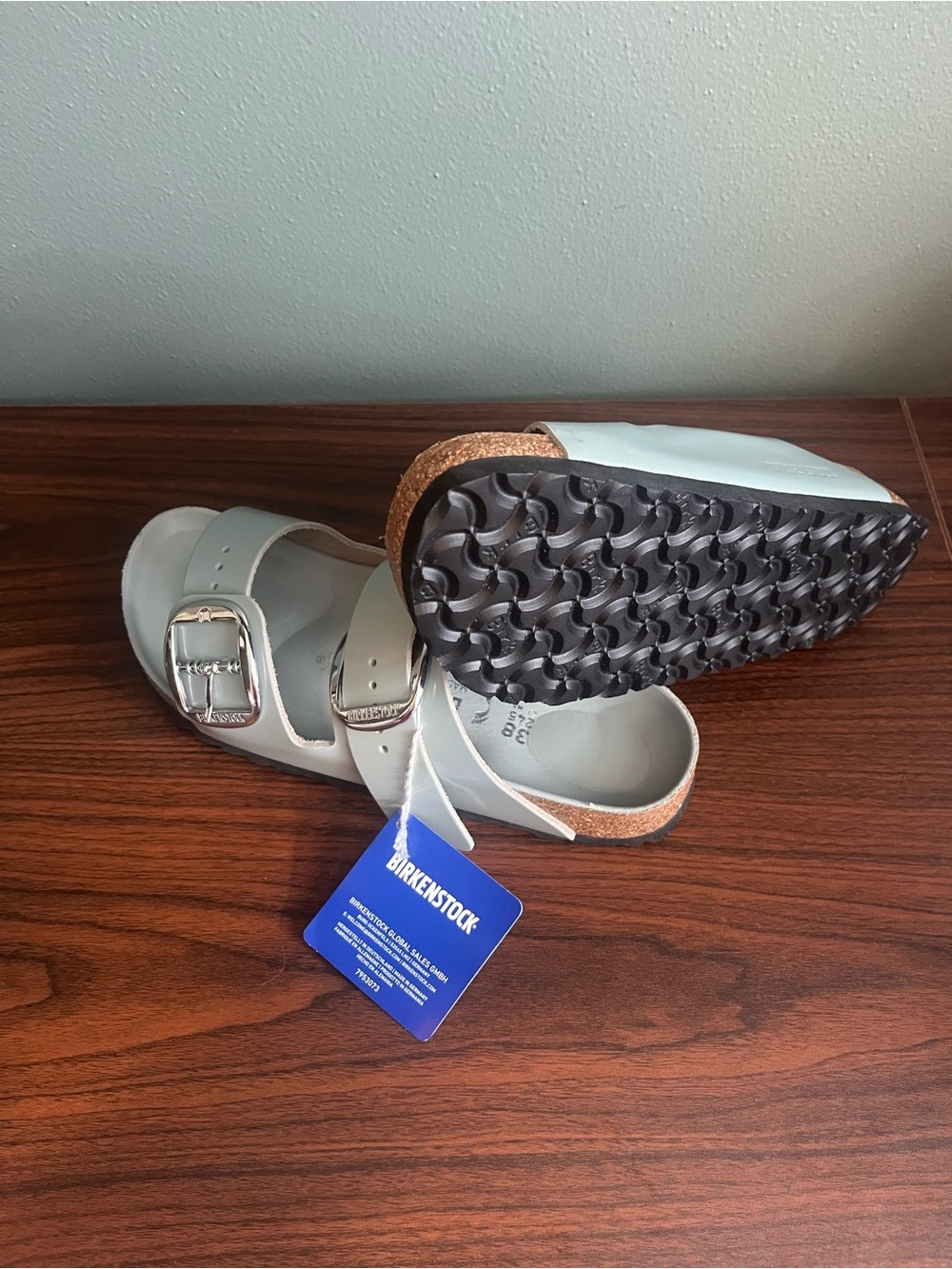 Birkenstock Milano Big Buckle light blue Sandals 38 NWT
